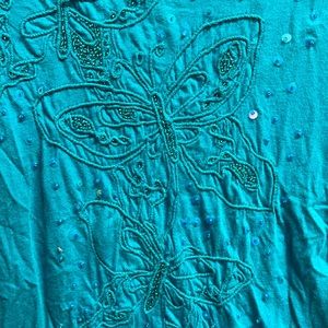 PO PORI TEAL TOP BLOUSE BLING SIZE LARGE
